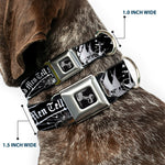 Dog Bone Seatbelt Buckle Collar - Dead Men Tell No Tales Black/White