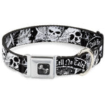 Dog Bone Seatbelt Buckle Collar - Dead Men Tell No Tales Black/White