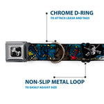 Dog Bone Seatbelt Buckle Collar - Dead Men Tell No Tales CLOSE-UP Turquoise