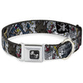 Load image into Gallery viewer, Dog Bone Seatbelt Buckle Collar - Dead Men Tell No Tales CLOSE-UP White