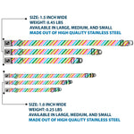 Dog Bone Seatbelt Buckle Collar - Diagonal Stripes White/Multi Color