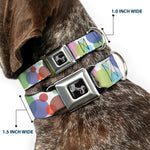 Dog Bone Seatbelt Buckle Collar - Dots White/Transparent Multi Color
