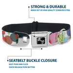 Dog Bone Seatbelt Buckle Collar - Dots White/Transparent Multi Color
