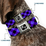 Dog Bone Seatbelt Buckle Collar - Diagonal Buffalo Plaid Black/Blue