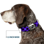 Dog Bone Seatbelt Buckle Collar - Diagonal Buffalo Plaid Black/Blue