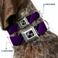 Load image into Gallery viewer, Dog Bone Seatbelt Buckle Collar - Diagonal Stripes Black/Purple