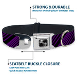 Dog Bone Seatbelt Buckle Collar - Diagonal Stripes Black/Purple