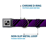 Dog Bone Seatbelt Buckle Collar - Diagonal Stripes Black/Purple