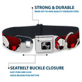 Load image into Gallery viewer, Dog Bone Seatbelt Buckle Collar - DJ Skulls Up/Down Black/Red