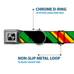 Dog Bone Seatbelt Buckle Collar - Diagonal Stripes Black/Green/Yellow/Red