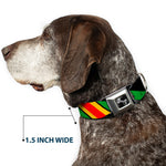 Dog Bone Seatbelt Buckle Collar - Diagonal Stripes Black/Green/Yellow/Red