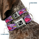 Dog Bone Seatbelt Buckle Collar - Dinosaur Cartoon