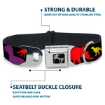 Dog Bone Seatbelt Buckle Collar - Dinosaur Silhouette Black/Multi Color