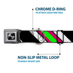 Dog Bone Seatbelt Buckle Collar - Diagonal Stripes Black/White/Pink/Green