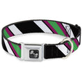 Load image into Gallery viewer, Dog Bone Seatbelt Buckle Collar - Diagonal Stripes Black/White/Pink/Green