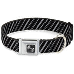 Dog Bone Seatbelt Buckle Collar - Diagonal Stripes Scribble Gray/Black