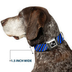 Dog Bone Seatbelt Buckle Collar - Diagonal Stripes Scribble Gray/Blue