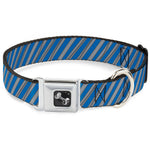 Dog Bone Seatbelt Buckle Collar - Diagonal Stripes Scribble Gray/Blue