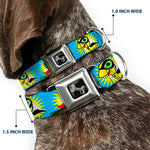 Dog Bone Seatbelt Buckle Collar - Dinosaur Superhero Baby Blue