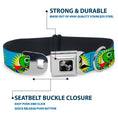 Load image into Gallery viewer, Dog Bone Seatbelt Buckle Collar - Dinosaur Superhero Baby Blue