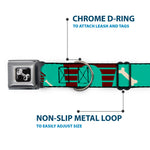 Dog Bone Seatbelt Buckle Collar - Dog House & Bone Turquoise/Brown