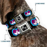 Dog Bone Seatbelt Buckle Collar - Dopey Eyes Black/Baby Blue/Purple