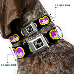 Dog Bone Seatbelt Buckle Collar - Dopey Eyes Black/Yellow/Purple