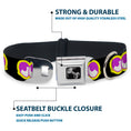 Load image into Gallery viewer, Dog Bone Seatbelt Buckle Collar - Dopey Eyes Black/Yellow/Purple
