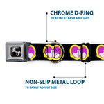 Dog Bone Seatbelt Buckle Collar - Dopey Eyes Black/Yellow/Purple