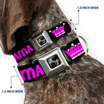 Dog Bone Seatbelt Buckle Collar - DRAMA QUEEN Black/Fuchsia