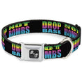 Load image into Gallery viewer, Dog Bone Seatbelt Buckle Collar - DROP BASS NOT BOMBS Black/Rainbow