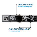 Dog Bone Seatbelt Buckle Collar - Die Hard Skulls & Stars1 Black/Grays