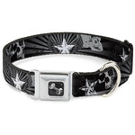 Dog Bone Seatbelt Buckle Collar - Die Hard Skulls & Stars1 Black/Grays