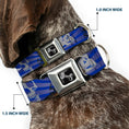 Load image into Gallery viewer, Dog Bone Seatbelt Buckle Collar - Die Hard Skulls & Stars1 Blue/Grays