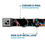 Dog Bone Seatbelt Buckle Collar - Die Hard Skulls & Stars2 Black/Multi Color