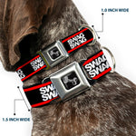 Dog Bone Seatbelt Buckle Collar - Double SWAG Black/White/Red Stripe