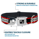 Dog Bone Seatbelt Buckle Collar - Double SWAG Black/White/Red Stripe