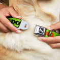 Load image into Gallery viewer, Dog Bone Seatbelt Buckle Collar - DON'T SWEAT MY SWAG Neon Green/Black/Red