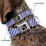 Dog Bone Seatbelt Buckle Collar - Diagonal Stripes Pastel Blues