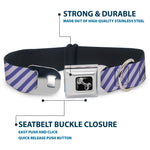 Dog Bone Seatbelt Buckle Collar - Diagonal Stripes Pastel Blues
