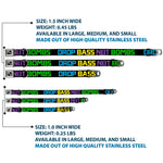 Dog Bone Seatbelt Buckle Collar - DROP BASS NOT BOMBS Black/Blue/Yellow/Purple/Green