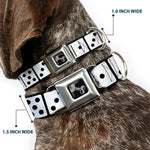 Dog Bone Seatbelt Buckle Collar - Dominoes Black/White/Black