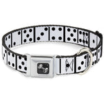 Dog Bone Seatbelt Buckle Collar - Dominoes Black/White/Black