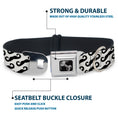 Load image into Gallery viewer, Dog Bone Seatbelt Buckle Collar - Diagonal Handlebar Mustaches White/Black