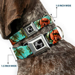 Dog Bone Seatbelt Buckle Collar - Dachshund in Shades w/Palm Trees