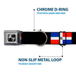 Dog Bone Seatbelt Buckle Collar - Dominican Republic Flags/Black Blocks