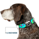 Dog Bone Seatbelt Buckle Collar - Eighties Party Blue/Yellow/Pink