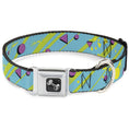 Load image into Gallery viewer, Dog Bone Seatbelt Buckle Collar - Eighties Party Blue/Yellow/Pink