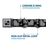 Dog Bone Seatbelt Buckle Collar - Eighties Hearts Black/White