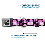Dog Bone Seatbelt Buckle Collar - Eighties Hearts Black/Fuchsia/White
